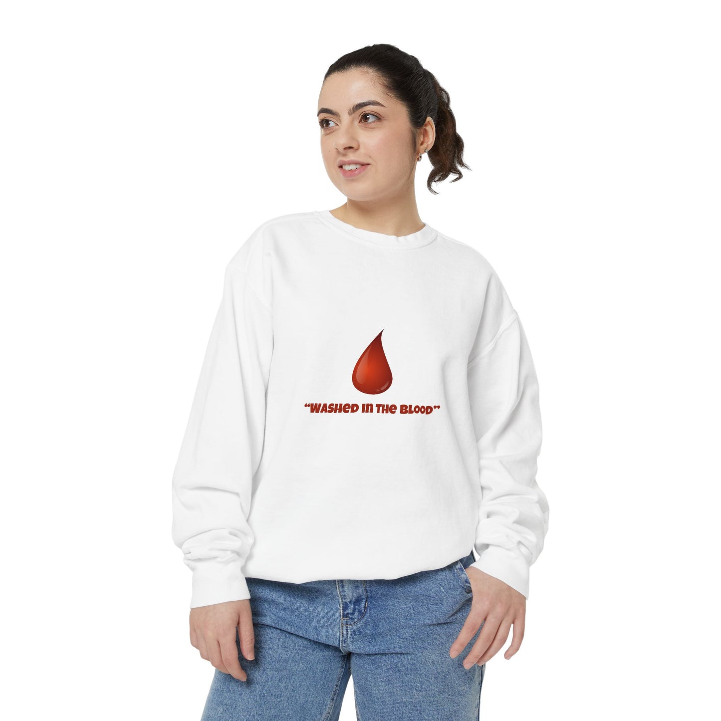 Washed in the Blood Unisex Garment-Dyed Sweatshirt | Comfortable & Stylish Apparel for Everyday Wear