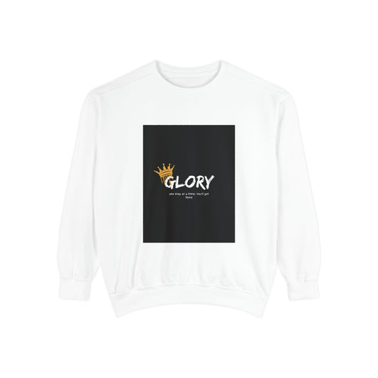 Unisex Garment-Dyed Sweatshirt - "GLORY" Crown Design for Casual Comfort